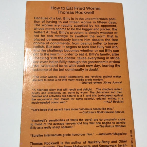How to Eat Fried Worms Book Rockwell 1975 2nd - Picture 2 of 5
